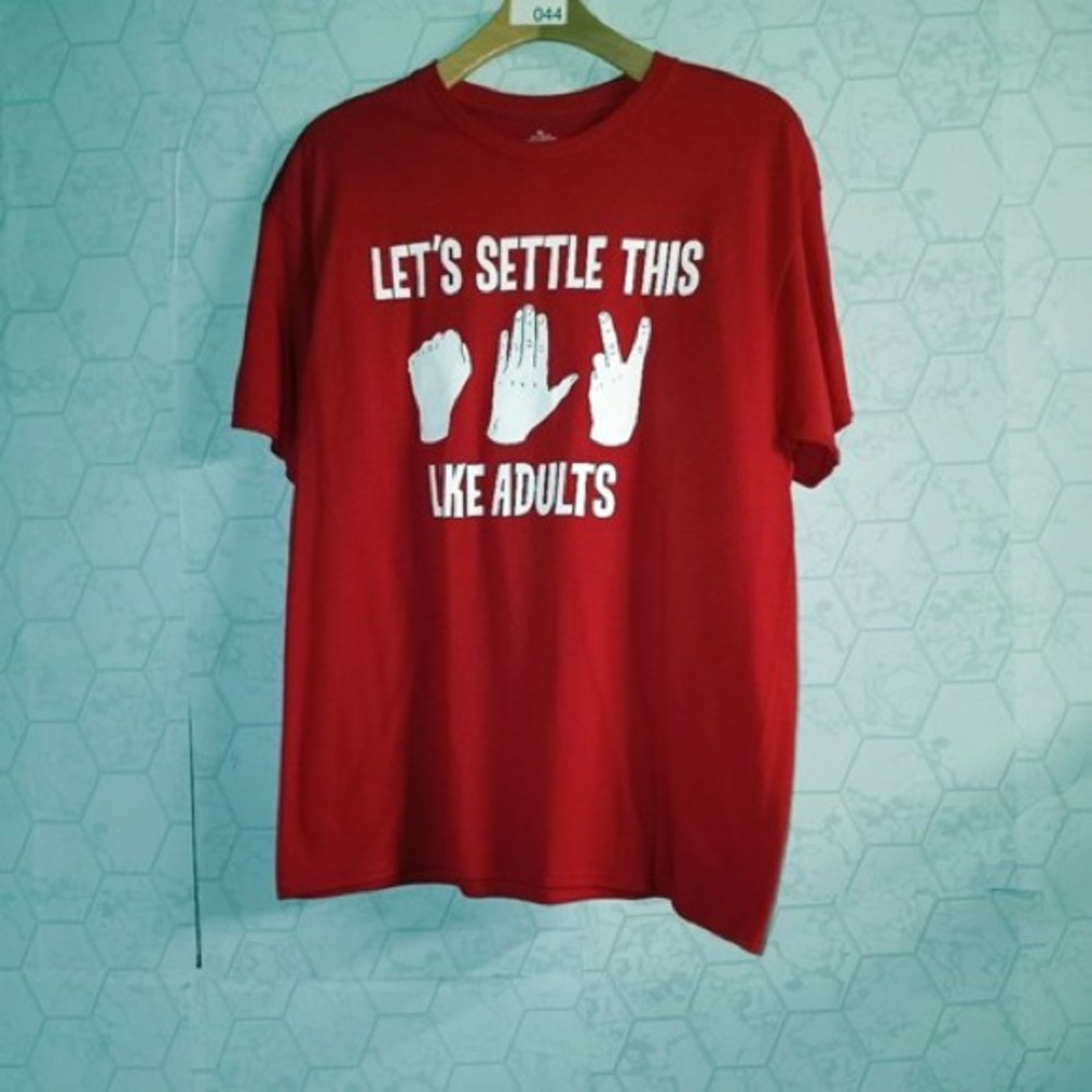 Red Graphic Short Sleeve Tee - Let's Settle This Like Adults